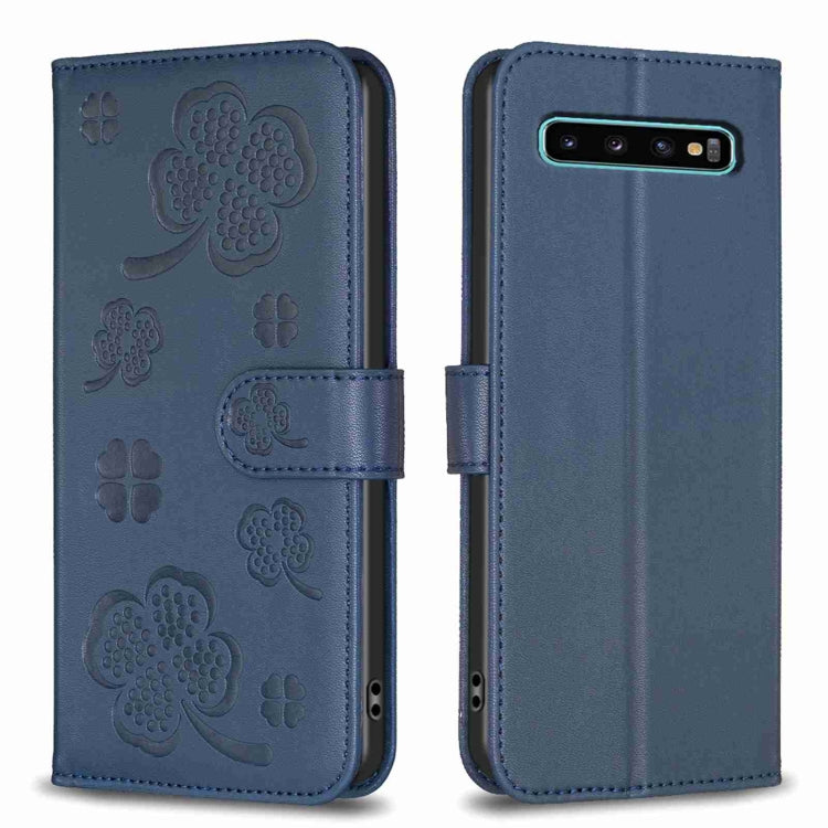 Four-leaf Embossed Leather Phone Case, For Samsung Galaxy A50, For Samsung Galaxy S10+, For Samsung Galaxy S10, For Samsung Galaxy S9+, For Samsung Galaxy S9
