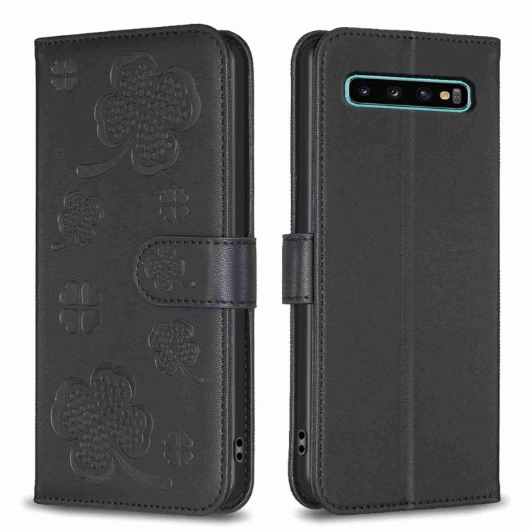 Four-leaf Embossed Leather Phone Case, For Samsung Galaxy A50, For Samsung Galaxy S10+, For Samsung Galaxy S10, For Samsung Galaxy S9+, For Samsung Galaxy S9