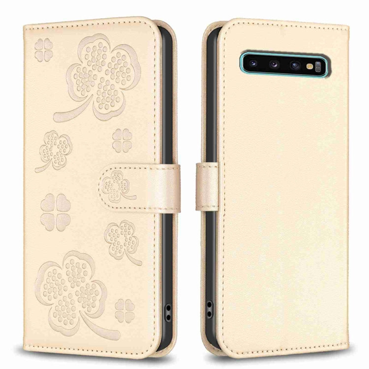Four-leaf Embossed Leather Phone Case, For Samsung Galaxy A50, For Samsung Galaxy S10+, For Samsung Galaxy S10, For Samsung Galaxy S9+, For Samsung Galaxy S9