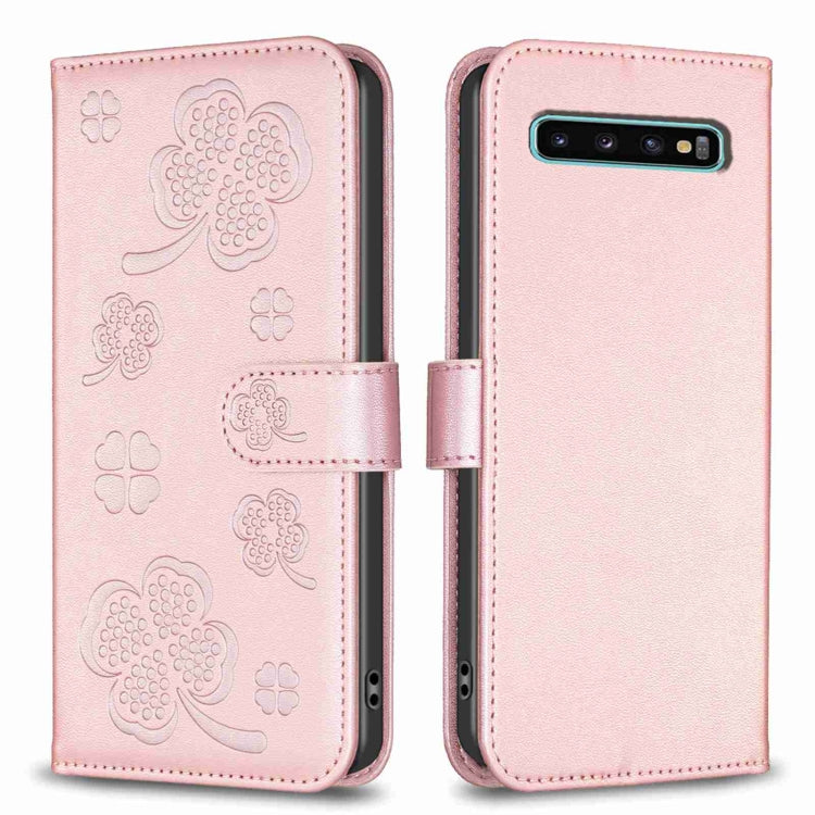 Four-leaf Embossed Leather Phone Case, For Samsung Galaxy A50, For Samsung Galaxy S10+, For Samsung Galaxy S10, For Samsung Galaxy S9+, For Samsung Galaxy S9