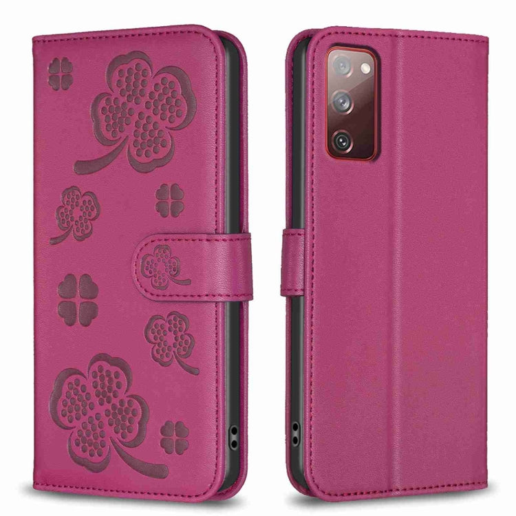 Four-leaf Embossed Leather Phone Case, For Samsung Galaxy S20 Ultra, For Samsung Galaxy S20, For Samsung Galaxy S20+, For Samsung Galaxy A71 4G, For Samsung Galaxy A51 4G, For Samsung Galaxy A70, For Samsung Galaxy A40, For Samsung Galaxy A20 / A30