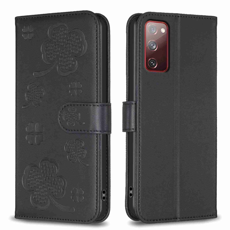 Four-leaf Embossed Leather Phone Case, For Samsung Galaxy S20 Ultra, For Samsung Galaxy S20, For Samsung Galaxy S20+, For Samsung Galaxy A71 4G, For Samsung Galaxy A51 4G, For Samsung Galaxy A70, For Samsung Galaxy A40, For Samsung Galaxy A20 / A30