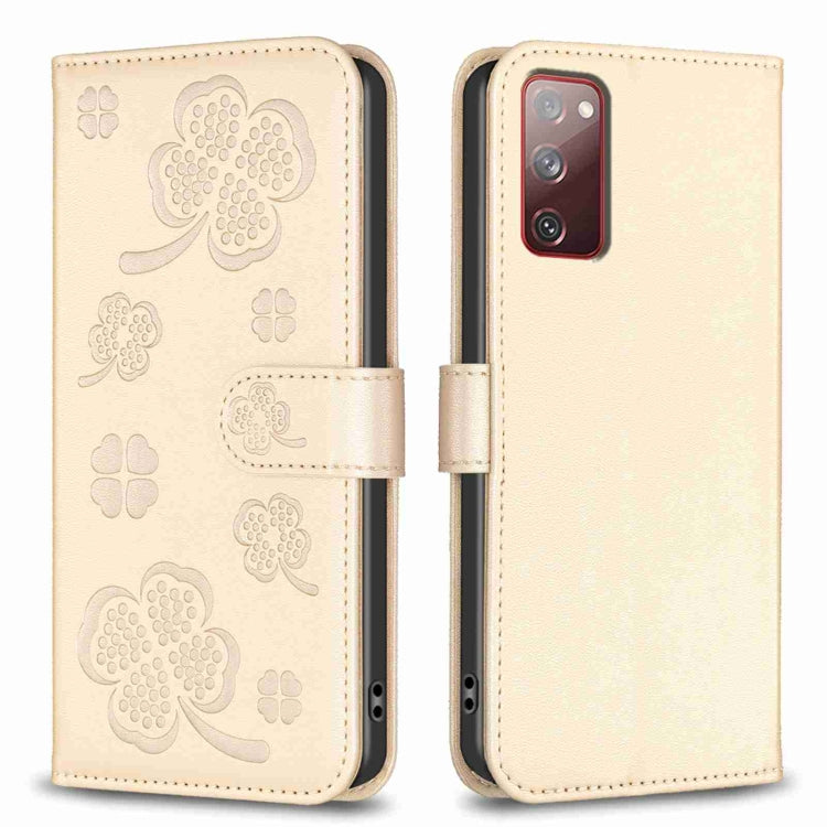 Four-leaf Embossed Leather Phone Case, For Samsung Galaxy S20 Ultra, For Samsung Galaxy S20, For Samsung Galaxy S20+, For Samsung Galaxy A71 4G, For Samsung Galaxy A51 4G, For Samsung Galaxy A70, For Samsung Galaxy A40, For Samsung Galaxy A20 / A30
