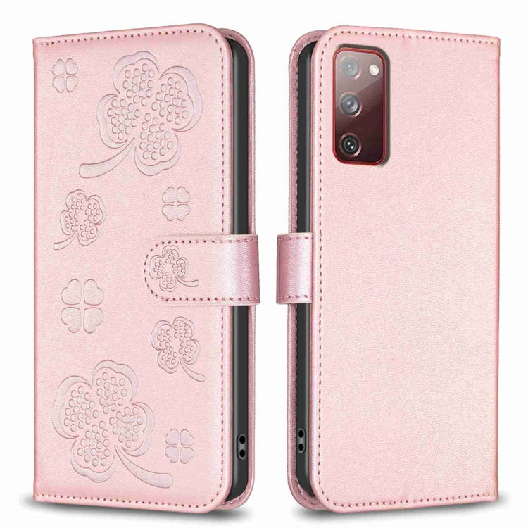 Four-leaf Embossed Leather Phone Case, For Samsung Galaxy S20 Ultra, For Samsung Galaxy S20, For Samsung Galaxy S20+, For Samsung Galaxy A71 4G, For Samsung Galaxy A51 4G, For Samsung Galaxy A70, For Samsung Galaxy A40, For Samsung Galaxy A20 / A30
