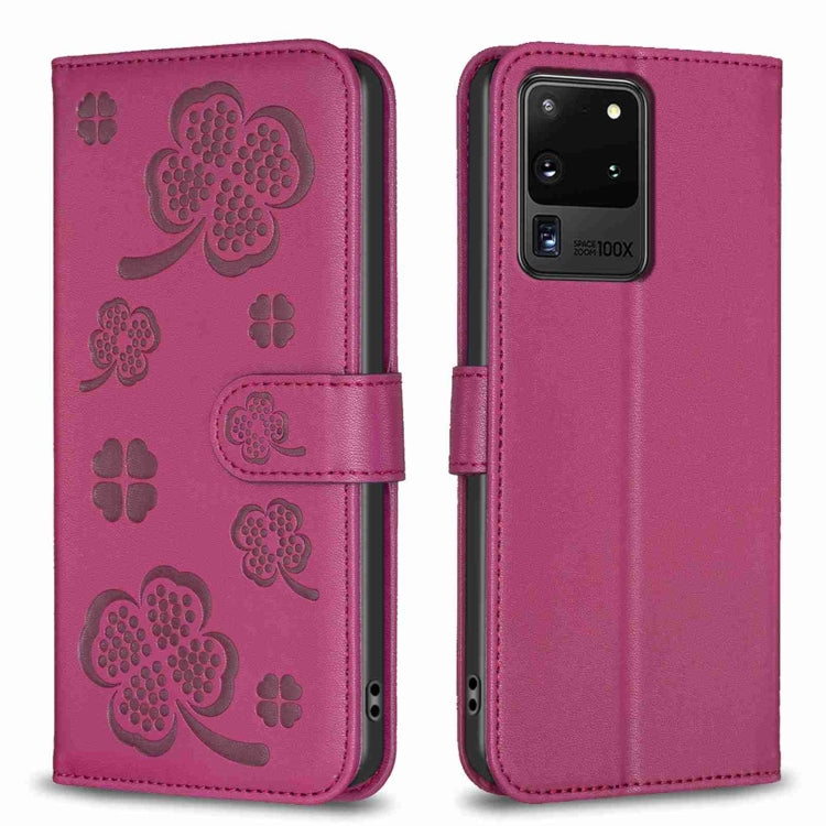 Four-leaf Embossed Leather Phone Case, For Samsung Galaxy S20 Ultra, For Samsung Galaxy S20, For Samsung Galaxy S20+, For Samsung Galaxy A71 4G, For Samsung Galaxy A51 4G, For Samsung Galaxy A70, For Samsung Galaxy A40, For Samsung Galaxy A20 / A30