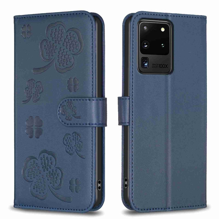 Four-leaf Embossed Leather Phone Case, For Samsung Galaxy S20 Ultra, For Samsung Galaxy S20, For Samsung Galaxy S20+, For Samsung Galaxy A71 4G, For Samsung Galaxy A51 4G, For Samsung Galaxy A70, For Samsung Galaxy A40, For Samsung Galaxy A20 / A30