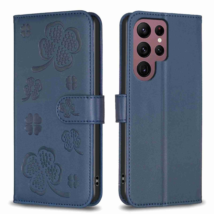 Four-leaf Embossed Leather Phone Case, For Samsung Galaxy A13 / A04 4G, For Samsung Galaxy S20 FE, For Samsung Galaxy A73 5G, For Samsung Galaxy A33, For Samsung Galaxy A03 166mm, For Samsung Galaxy S22 Ultra 5G, For Samsung Galaxy S22+ 5G             ...