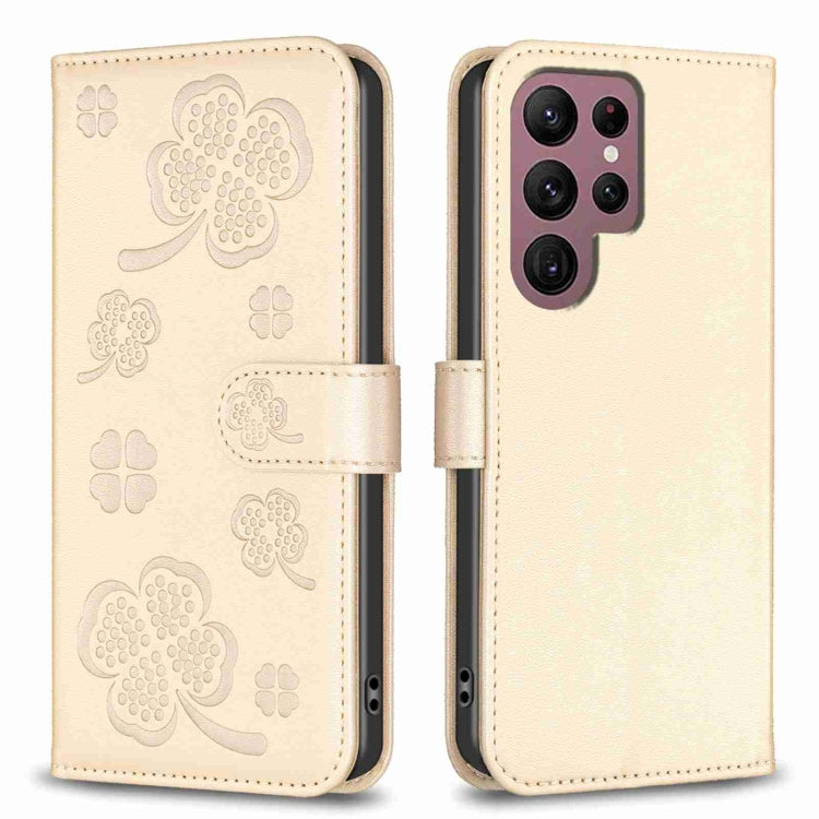 Four-leaf Embossed Leather Phone Case, For Samsung Galaxy A13 / A04 4G, For Samsung Galaxy S20 FE, For Samsung Galaxy A73 5G, For Samsung Galaxy A33, For Samsung Galaxy A03 166mm, For Samsung Galaxy S22 Ultra 5G, For Samsung Galaxy S22+ 5G             ...