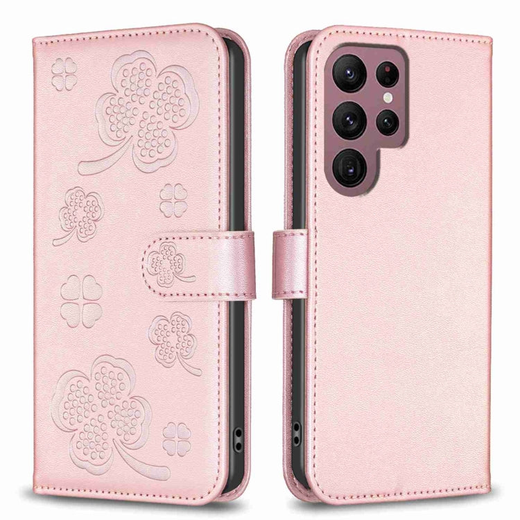 Four-leaf Embossed Leather Phone Case, For Samsung Galaxy A13 / A04 4G, For Samsung Galaxy S20 FE, For Samsung Galaxy A73 5G, For Samsung Galaxy A33, For Samsung Galaxy A03 166mm, For Samsung Galaxy S22 Ultra 5G, For Samsung Galaxy S22+ 5G             ...