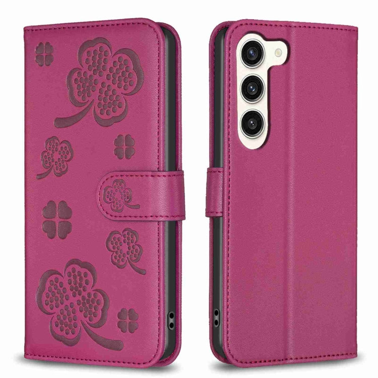 Four-leaf Embossed Leather Phone Case, For Samsung Galaxy A35, For Samsung Galaxy A55, For Samsung Galaxy S24 Ultra 5G, For Samsung Galaxy S24+ 5G, For Samsung Galaxy S24 5G, For Samsung Galaxy A15, For Samsung Galaxy A05, For Samsung Galaxy A05s