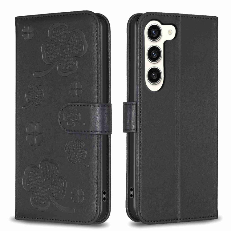 Four-leaf Embossed Leather Phone Case, For Samsung Galaxy A35, For Samsung Galaxy A55, For Samsung Galaxy S24 Ultra 5G, For Samsung Galaxy S24+ 5G, For Samsung Galaxy S24 5G, For Samsung Galaxy A15, For Samsung Galaxy A05, For Samsung Galaxy A05s