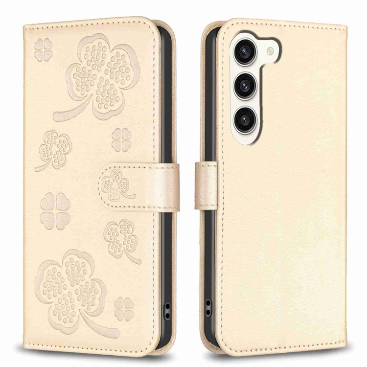 Four-leaf Embossed Leather Phone Case, For Samsung Galaxy A35, For Samsung Galaxy A55, For Samsung Galaxy S24 Ultra 5G, For Samsung Galaxy S24+ 5G, For Samsung Galaxy S24 5G, For Samsung Galaxy A15, For Samsung Galaxy A05, For Samsung Galaxy A05s