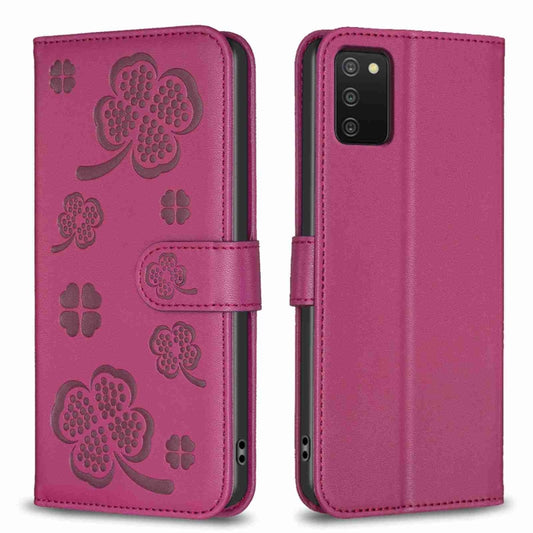 Four-leaf Embossed Leather Phone Case, For Samsung Galaxy A03s / A02s, For Samsung Galaxy A41, For Samsung Galaxy A22 4G, For Samsung Galaxy A22 5G, For Samsung Galaxy S21 FE 5G, For Samsung Galaxy A32 4G, For Samsung Galaxy A72, For Samsung Galaxy A52