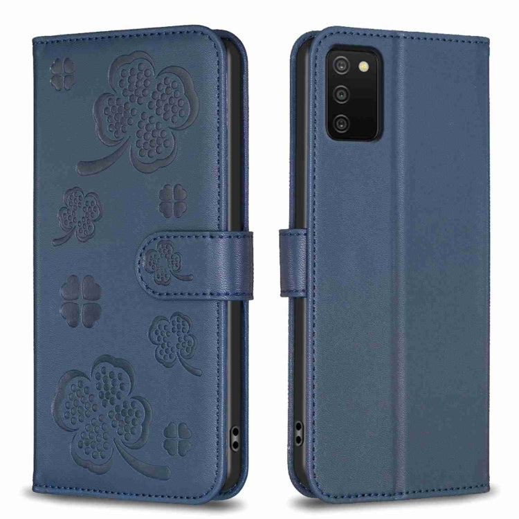 Four-leaf Embossed Leather Phone Case, For Samsung Galaxy A03s / A02s, For Samsung Galaxy A41, For Samsung Galaxy A22 4G, For Samsung Galaxy A22 5G, For Samsung Galaxy S21 FE 5G, For Samsung Galaxy A32 4G, For Samsung Galaxy A72, For Samsung Galaxy A52