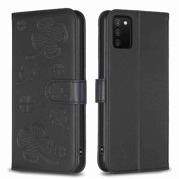 Four-leaf Embossed Leather Phone Case, For Samsung Galaxy A03s / A02s, For Samsung Galaxy A41, For Samsung Galaxy A22 4G, For Samsung Galaxy A22 5G, For Samsung Galaxy S21 FE 5G, For Samsung Galaxy A32 4G, For Samsung Galaxy A72, For Samsung Galaxy A52