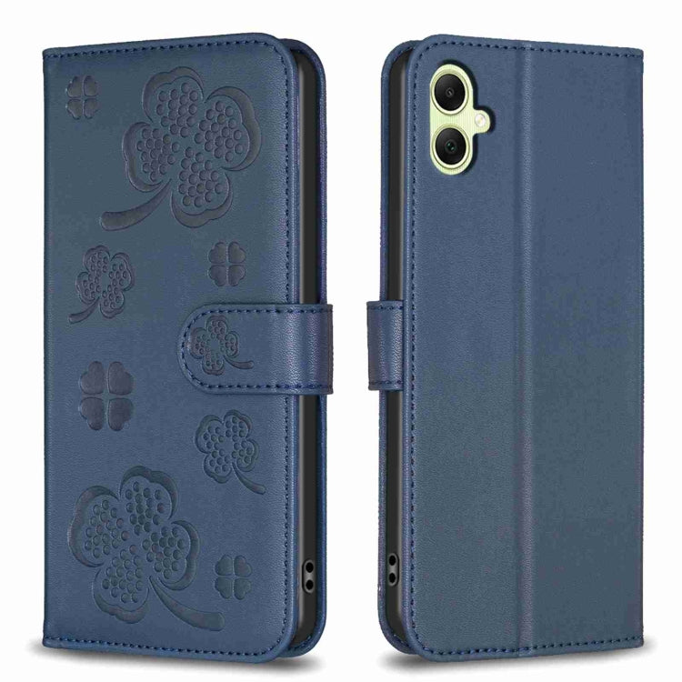 Four-leaf Embossed Leather Phone Case, For Samsung Galaxy A35, For Samsung Galaxy A55, For Samsung Galaxy S24 Ultra 5G, For Samsung Galaxy S24+ 5G, For Samsung Galaxy S24 5G, For Samsung Galaxy A15, For Samsung Galaxy A05, For Samsung Galaxy A05s