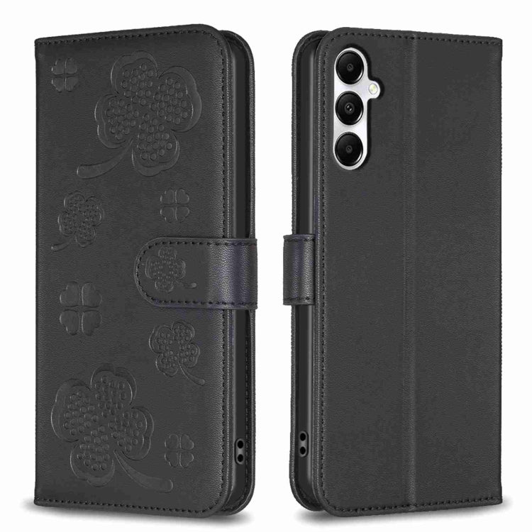 Four-leaf Embossed Leather Phone Case, For Samsung Galaxy A35, For Samsung Galaxy A55, For Samsung Galaxy S24 Ultra 5G, For Samsung Galaxy S24+ 5G, For Samsung Galaxy S24 5G, For Samsung Galaxy A15, For Samsung Galaxy A05, For Samsung Galaxy A05s