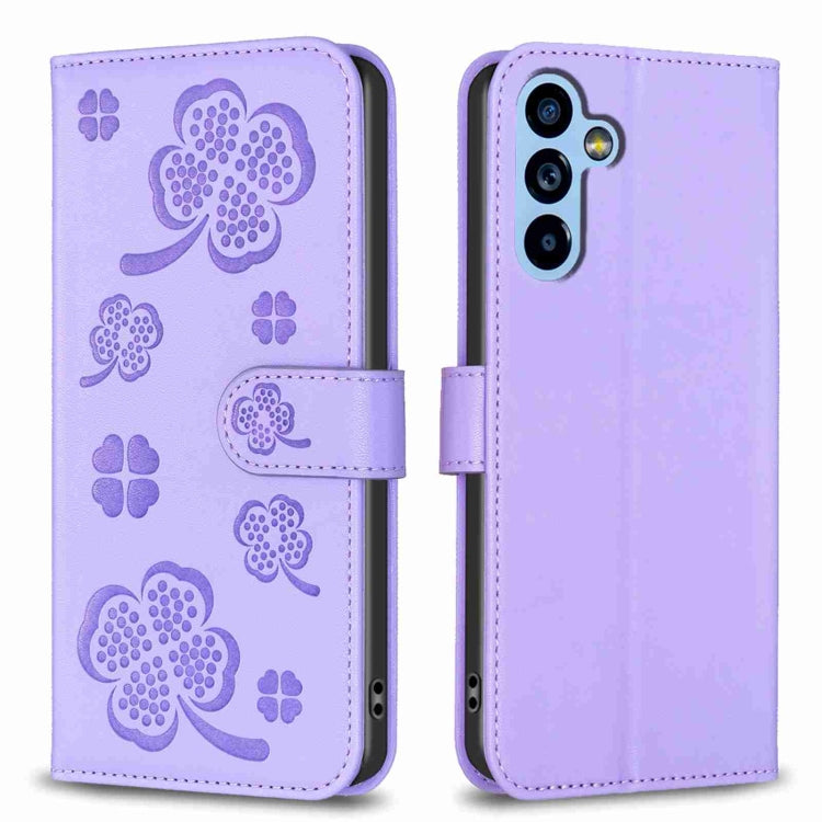 Four-leaf Embossed Leather Phone Case, For Samsung Galaxy A25 5G, For Samsung Galaxy S23 FE 5G, For Samsung Galaxy A24 4G, For Samsung Galaxy A14, For Samsung Galaxy A34 5G, For Samsung Galaxy A54 5G, For Samsung Galaxy S23 Ultra 5G                    ...