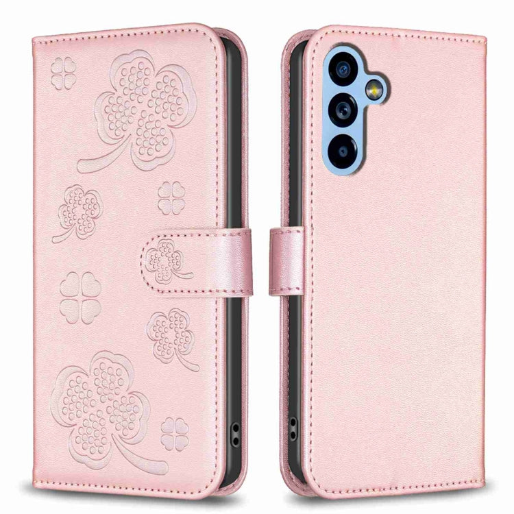 Four-leaf Embossed Leather Phone Case, For Samsung Galaxy A25 5G, For Samsung Galaxy S23 FE 5G, For Samsung Galaxy A24 4G, For Samsung Galaxy A14, For Samsung Galaxy A34 5G, For Samsung Galaxy A54 5G, For Samsung Galaxy S23 Ultra 5G                    ...