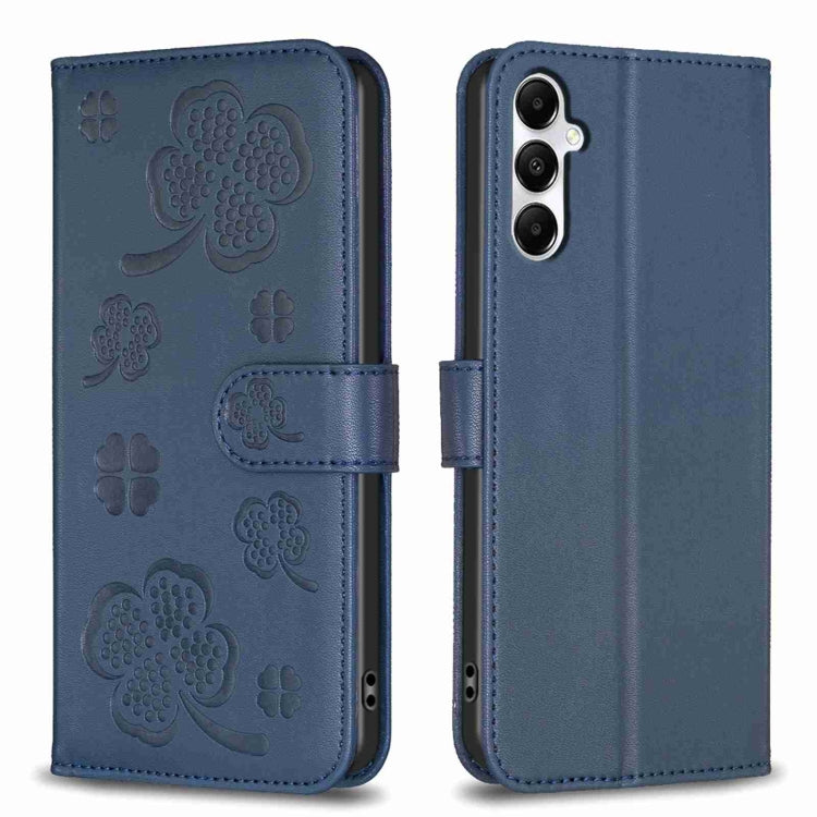 Four-leaf Embossed Leather Phone Case, For Samsung Galaxy A35, For Samsung Galaxy A55, For Samsung Galaxy S24 Ultra 5G, For Samsung Galaxy S24+ 5G, For Samsung Galaxy S24 5G, For Samsung Galaxy A15, For Samsung Galaxy A05, For Samsung Galaxy A05s
