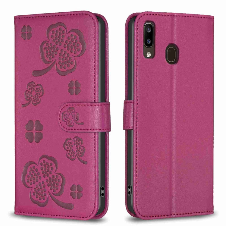 Four-leaf Embossed Leather Phone Case, For Samsung Galaxy S20 Ultra, For Samsung Galaxy S20, For Samsung Galaxy S20+, For Samsung Galaxy A71 4G, For Samsung Galaxy A51 4G, For Samsung Galaxy A70, For Samsung Galaxy A40, For Samsung Galaxy A20 / A30