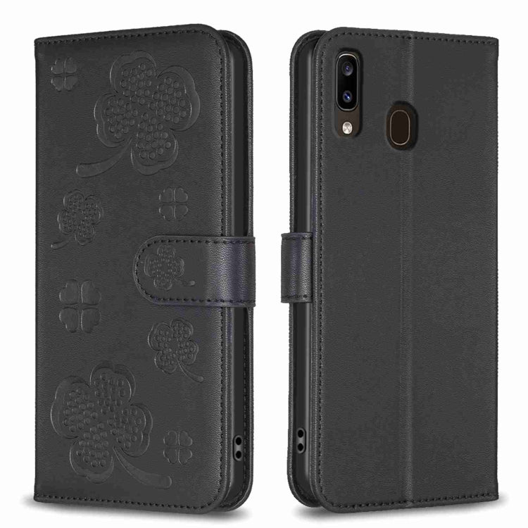 Four-leaf Embossed Leather Phone Case, For Samsung Galaxy S20 Ultra, For Samsung Galaxy S20, For Samsung Galaxy S20+, For Samsung Galaxy A71 4G, For Samsung Galaxy A51 4G, For Samsung Galaxy A70, For Samsung Galaxy A40, For Samsung Galaxy A20 / A30