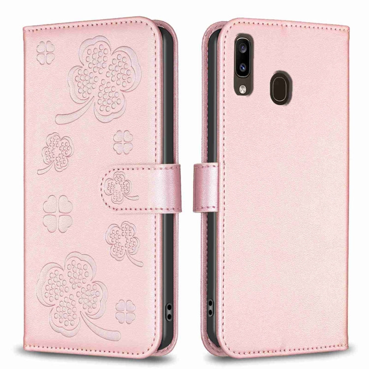 Four-leaf Embossed Leather Phone Case, For Samsung Galaxy S20 Ultra, For Samsung Galaxy S20, For Samsung Galaxy S20+, For Samsung Galaxy A71 4G, For Samsung Galaxy A51 4G, For Samsung Galaxy A70, For Samsung Galaxy A40, For Samsung Galaxy A20 / A30