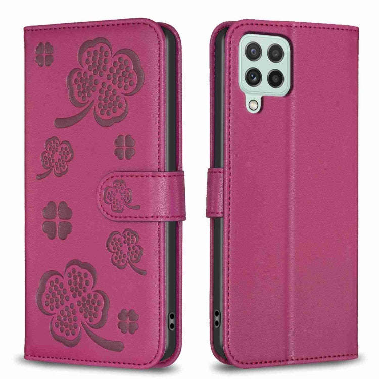 Four-leaf Embossed Leather Phone Case, For Samsung Galaxy A03s / A02s, For Samsung Galaxy A41, For Samsung Galaxy A22 4G, For Samsung Galaxy A22 5G, For Samsung Galaxy S21 FE 5G, For Samsung Galaxy A32 4G, For Samsung Galaxy A72, For Samsung Galaxy A52