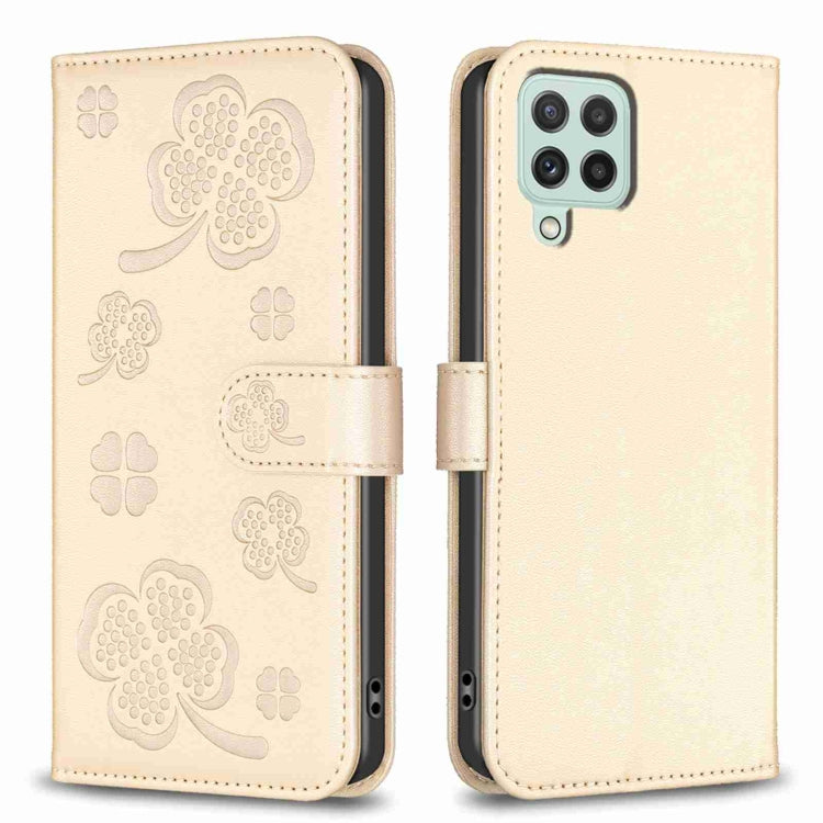 Four-leaf Embossed Leather Phone Case, For Samsung Galaxy A03s / A02s, For Samsung Galaxy A41, For Samsung Galaxy A22 4G, For Samsung Galaxy A22 5G, For Samsung Galaxy S21 FE 5G, For Samsung Galaxy A32 4G, For Samsung Galaxy A72, For Samsung Galaxy A52
