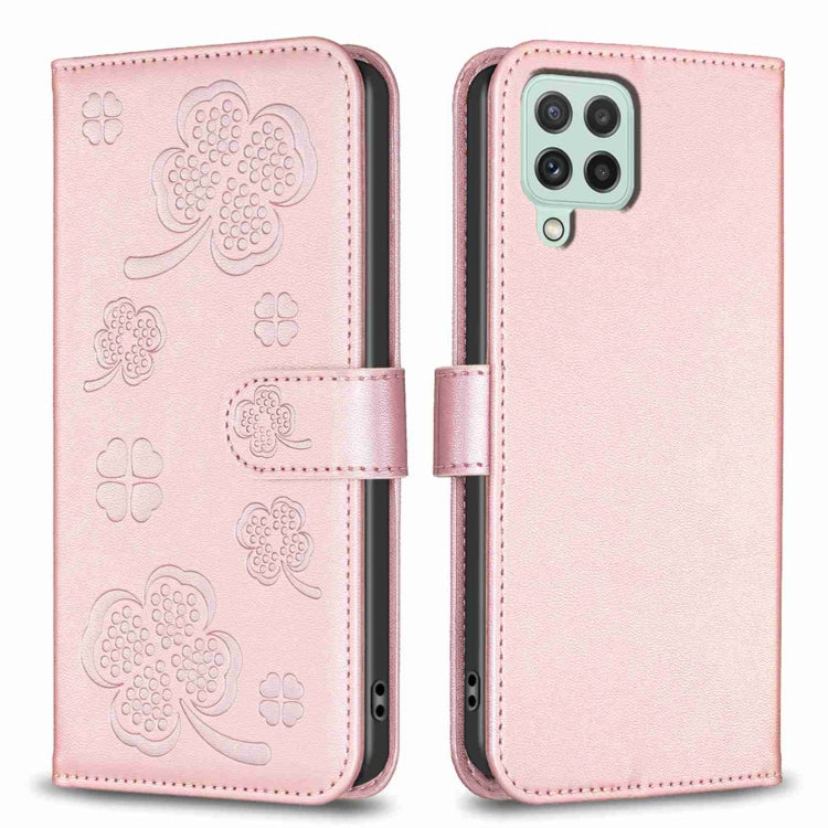 Four-leaf Embossed Leather Phone Case, For Samsung Galaxy A03s / A02s, For Samsung Galaxy A41, For Samsung Galaxy A22 4G, For Samsung Galaxy A22 5G, For Samsung Galaxy S21 FE 5G, For Samsung Galaxy A32 4G, For Samsung Galaxy A72, For Samsung Galaxy A52