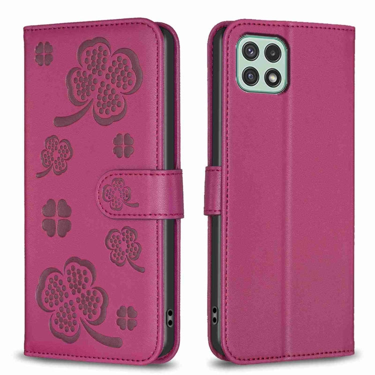 Four-leaf Embossed Leather Phone Case, For Samsung Galaxy A03s / A02s, For Samsung Galaxy A41, For Samsung Galaxy A22 4G, For Samsung Galaxy A22 5G, For Samsung Galaxy S21 FE 5G, For Samsung Galaxy A32 4G, For Samsung Galaxy A72, For Samsung Galaxy A52
