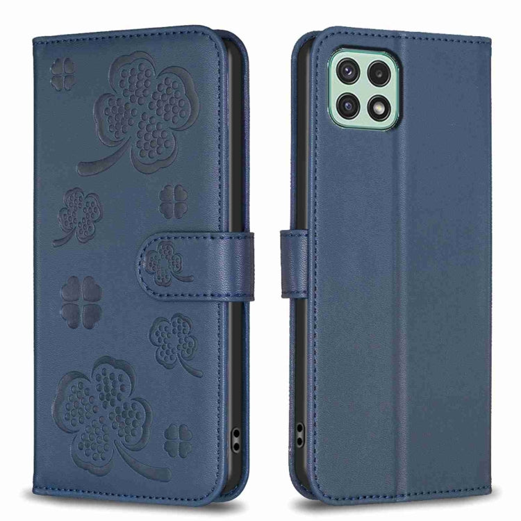 Four-leaf Embossed Leather Phone Case, For Samsung Galaxy A03s / A02s, For Samsung Galaxy A41, For Samsung Galaxy A22 4G, For Samsung Galaxy A22 5G, For Samsung Galaxy S21 FE 5G, For Samsung Galaxy A32 4G, For Samsung Galaxy A72, For Samsung Galaxy A52