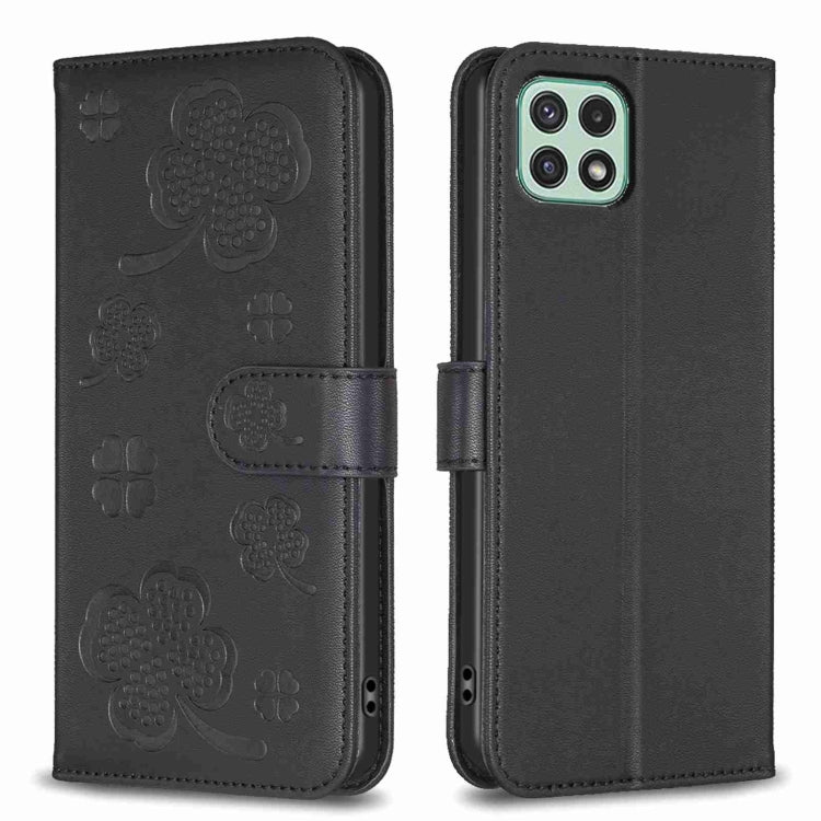 Four-leaf Embossed Leather Phone Case, For Samsung Galaxy A03s / A02s, For Samsung Galaxy A41, For Samsung Galaxy A22 4G, For Samsung Galaxy A22 5G, For Samsung Galaxy S21 FE 5G, For Samsung Galaxy A32 4G, For Samsung Galaxy A72, For Samsung Galaxy A52