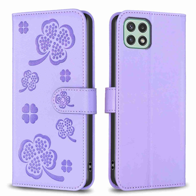 Four-leaf Embossed Leather Phone Case, For Samsung Galaxy A03s / A02s, For Samsung Galaxy A41, For Samsung Galaxy A22 4G, For Samsung Galaxy A22 5G, For Samsung Galaxy S21 FE 5G, For Samsung Galaxy A32 4G, For Samsung Galaxy A72, For Samsung Galaxy A52