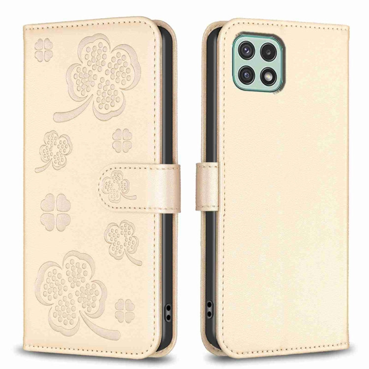 Four-leaf Embossed Leather Phone Case, For Samsung Galaxy A03s / A02s, For Samsung Galaxy A41, For Samsung Galaxy A22 4G, For Samsung Galaxy A22 5G, For Samsung Galaxy S21 FE 5G, For Samsung Galaxy A32 4G, For Samsung Galaxy A72, For Samsung Galaxy A52