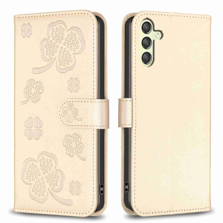 Four-leaf Embossed Leather Phone Case, For Samsung Galaxy A25 5G, For Samsung Galaxy S23 FE 5G, For Samsung Galaxy A24 4G, For Samsung Galaxy A14, For Samsung Galaxy A34 5G, For Samsung Galaxy A54 5G, For Samsung Galaxy S23 Ultra 5G                    ...