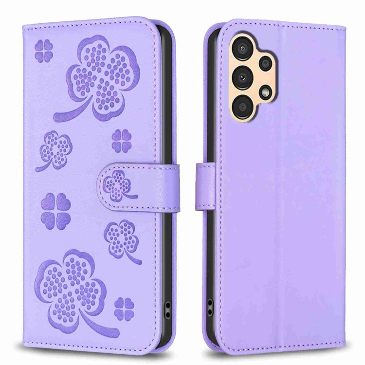 Four-leaf Embossed Leather Phone Case, For Samsung Galaxy A03s / A02s, For Samsung Galaxy A41, For Samsung Galaxy A22 4G, For Samsung Galaxy A22 5G, For Samsung Galaxy S21 FE 5G, For Samsung Galaxy A32 4G, For Samsung Galaxy A72, For Samsung Galaxy A52