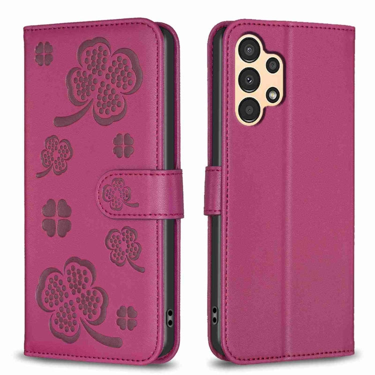 Four-leaf Embossed Leather Phone Case, For Samsung Galaxy A53, For Samsung Galaxy A32 5G, For Samsung Galaxy S21 5G, For Samsung Galaxy S21+ 5G, For Samsung Galaxy S21 Ultra 5G, For Samsung Galaxy A12, For Samsung Galaxy A42 5G, For Samsung Galaxy A31