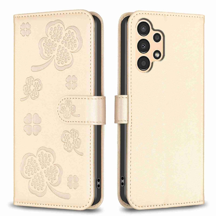 Four-leaf Embossed Leather Phone Case, For Samsung Galaxy A13 / A04 4G, For Samsung Galaxy S20 FE, For Samsung Galaxy A73 5G, For Samsung Galaxy A33, For Samsung Galaxy A03 166mm, For Samsung Galaxy S22 Ultra 5G, For Samsung Galaxy S22+ 5G             ...