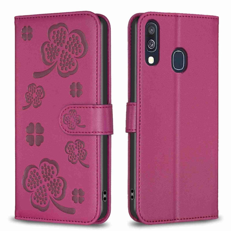 Four-leaf Embossed Leather Phone Case, For Samsung Galaxy S20 Ultra, For Samsung Galaxy S20, For Samsung Galaxy S20+, For Samsung Galaxy A71 4G, For Samsung Galaxy A51 4G, For Samsung Galaxy A70, For Samsung Galaxy A40, For Samsung Galaxy A20 / A30