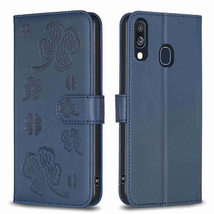 Four-leaf Embossed Leather Phone Case, For Samsung Galaxy S20 Ultra, For Samsung Galaxy S20, For Samsung Galaxy S20+, For Samsung Galaxy A71 4G, For Samsung Galaxy A51 4G, For Samsung Galaxy A70, For Samsung Galaxy A40, For Samsung Galaxy A20 / A30