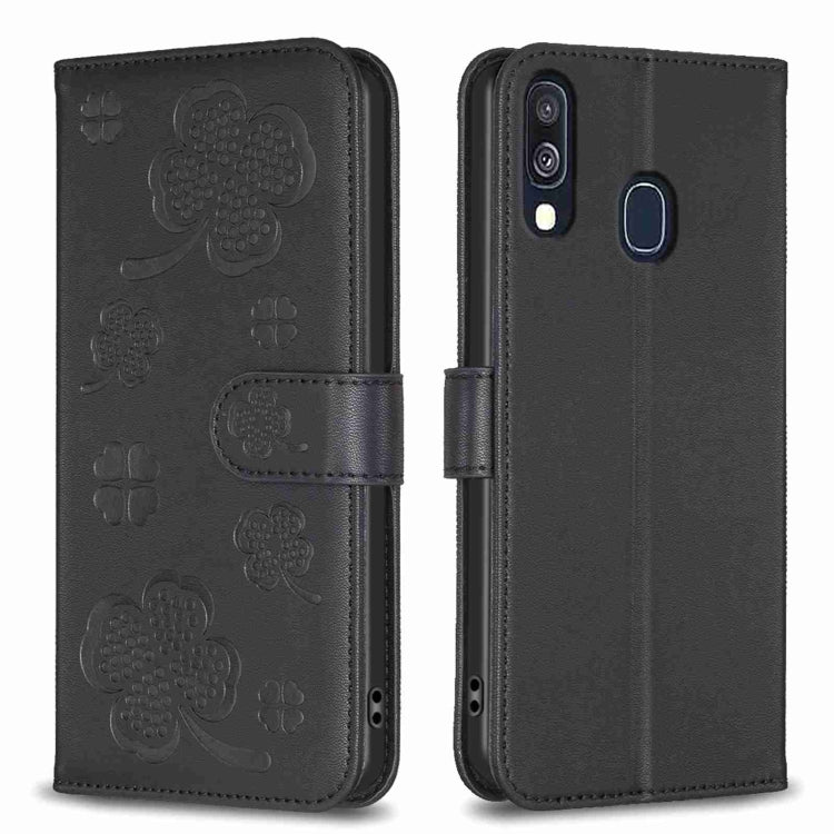 Four-leaf Embossed Leather Phone Case, For Samsung Galaxy S20 Ultra, For Samsung Galaxy S20, For Samsung Galaxy S20+, For Samsung Galaxy A71 4G, For Samsung Galaxy A51 4G, For Samsung Galaxy A70, For Samsung Galaxy A40, For Samsung Galaxy A20 / A30
