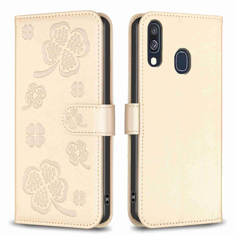 Four-leaf Embossed Leather Phone Case, For Samsung Galaxy S20 Ultra, For Samsung Galaxy S20, For Samsung Galaxy S20+, For Samsung Galaxy A71 4G, For Samsung Galaxy A51 4G, For Samsung Galaxy A70, For Samsung Galaxy A40, For Samsung Galaxy A20 / A30