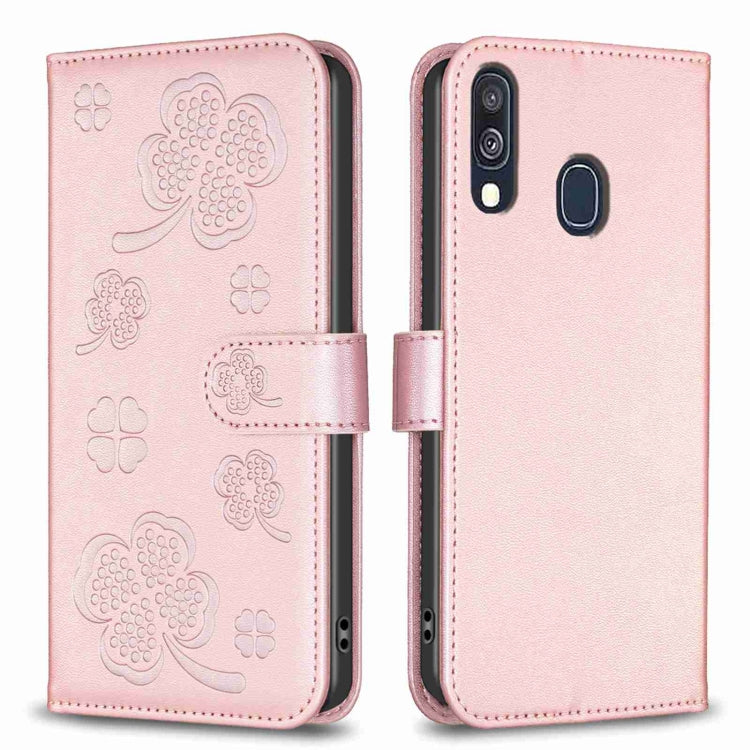 Four-leaf Embossed Leather Phone Case, For Samsung Galaxy S20 Ultra, For Samsung Galaxy S20, For Samsung Galaxy S20+, For Samsung Galaxy A71 4G, For Samsung Galaxy A51 4G, For Samsung Galaxy A70, For Samsung Galaxy A40, For Samsung Galaxy A20 / A30