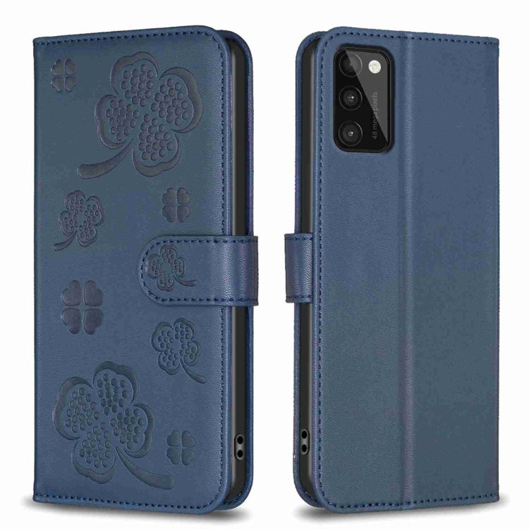 Four-leaf Embossed Leather Phone Case, For Samsung Galaxy A03s / A02s, For Samsung Galaxy A41, For Samsung Galaxy A22 4G, For Samsung Galaxy A22 5G, For Samsung Galaxy S21 FE 5G, For Samsung Galaxy A32 4G, For Samsung Galaxy A72, For Samsung Galaxy A52