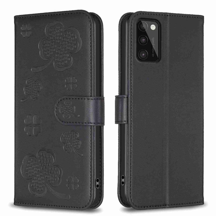 Four-leaf Embossed Leather Phone Case, For Samsung Galaxy A03s / A02s, For Samsung Galaxy A41, For Samsung Galaxy A22 4G, For Samsung Galaxy A22 5G, For Samsung Galaxy S21 FE 5G, For Samsung Galaxy A32 4G, For Samsung Galaxy A72, For Samsung Galaxy A52