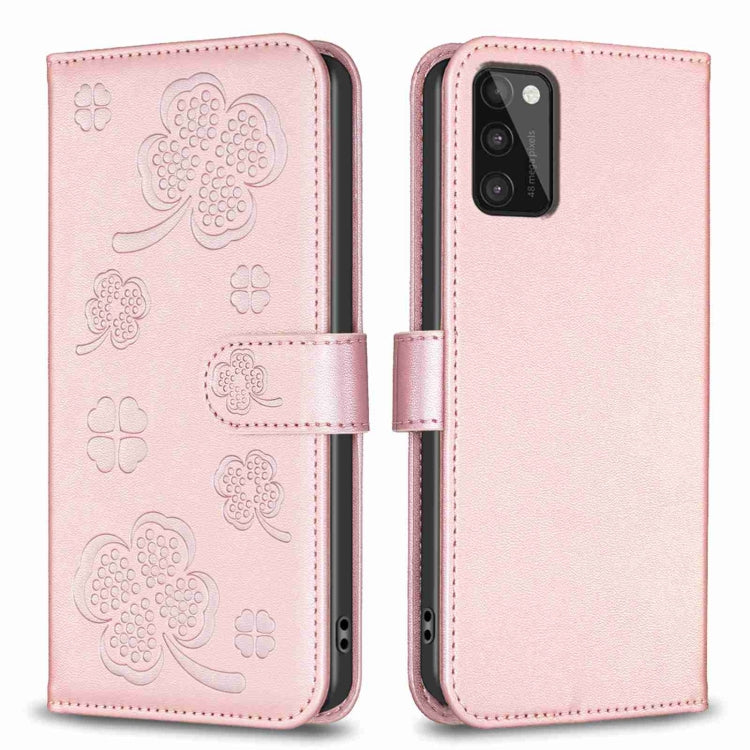 Four-leaf Embossed Leather Phone Case, For Samsung Galaxy A03s / A02s, For Samsung Galaxy A41, For Samsung Galaxy A22 4G, For Samsung Galaxy A22 5G, For Samsung Galaxy S21 FE 5G, For Samsung Galaxy A32 4G, For Samsung Galaxy A72, For Samsung Galaxy A52