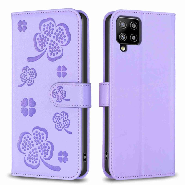 Four-leaf Embossed Leather Phone Case, For Samsung Galaxy A53, For Samsung Galaxy A32 5G, For Samsung Galaxy S21 5G, For Samsung Galaxy S21+ 5G, For Samsung Galaxy S21 Ultra 5G, For Samsung Galaxy A12, For Samsung Galaxy A42 5G, For Samsung Galaxy A31