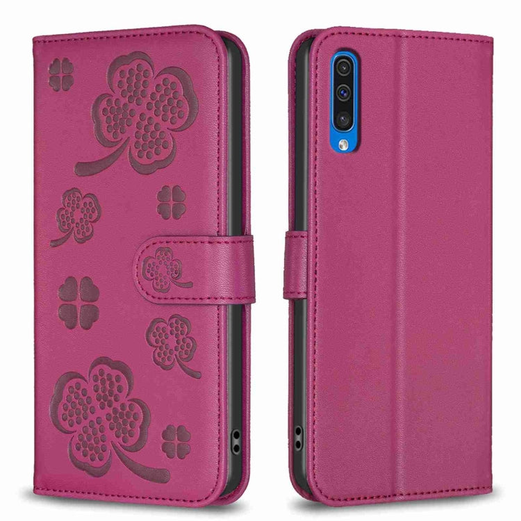 Four-leaf Embossed Leather Phone Case, For Samsung Galaxy A50, For Samsung Galaxy S10+, For Samsung Galaxy S10, For Samsung Galaxy S9+, For Samsung Galaxy S9