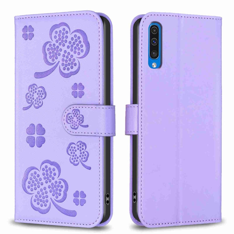 Four-leaf Embossed Leather Phone Case, For Samsung Galaxy A50, For Samsung Galaxy S10+, For Samsung Galaxy S10, For Samsung Galaxy S9+, For Samsung Galaxy S9